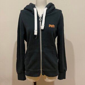 Superdry Orange Label Women Zip Up Hoodie Dark Olive Green M